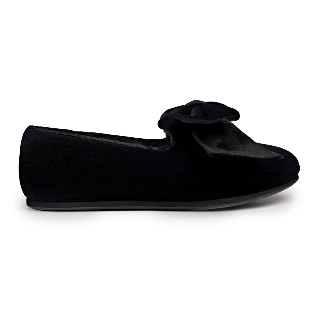 Black Bowtie Velvet Loafers (women) 